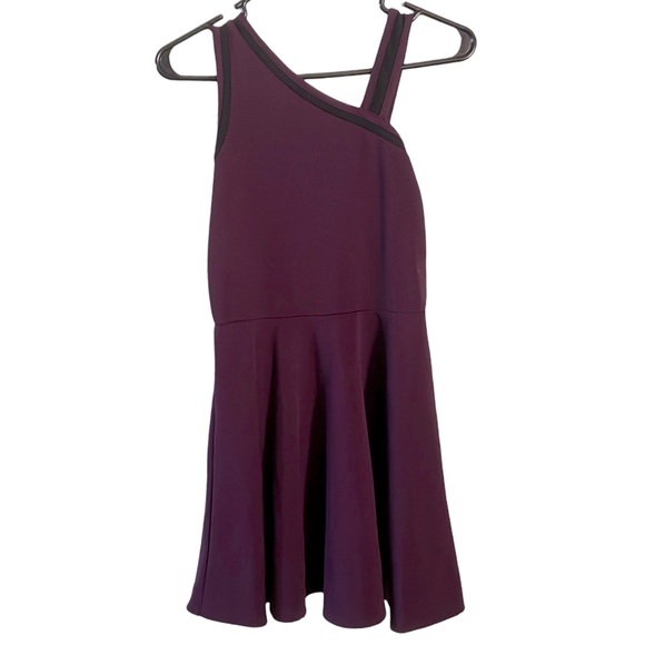 AQUA GIRLS Asymmetric Fit & Flare Plum Dress with Black Trimming Size XL - Picture 1 of 6